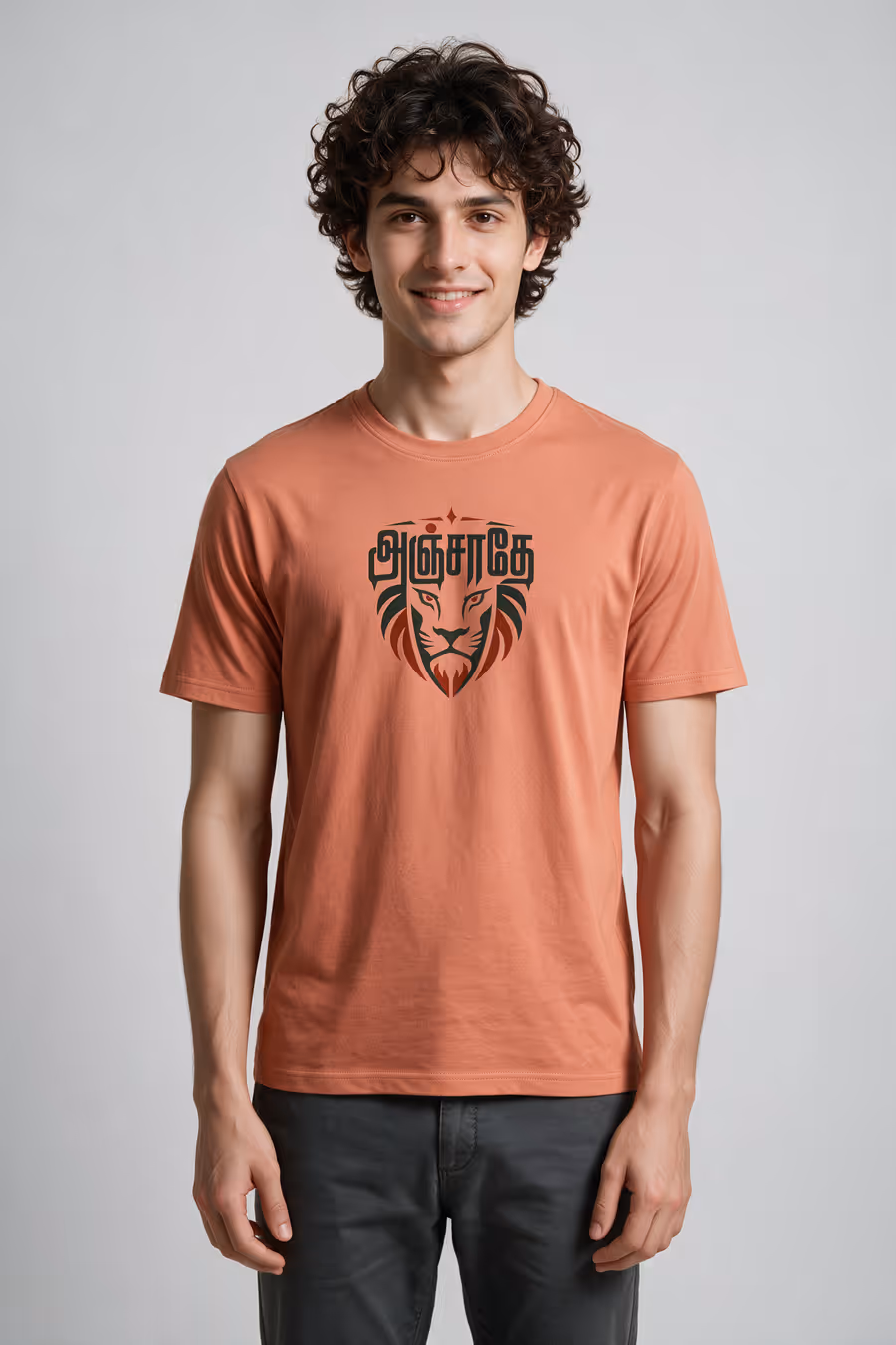 Anjathe Tamil Graphic T-Shirt For Men - Half Sleeve