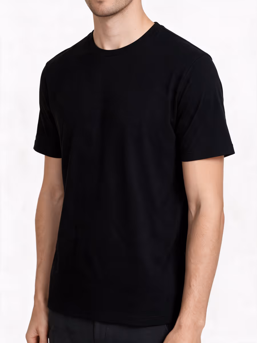 Men's Black Half Sleeve Round Neck Plain T-Shirt