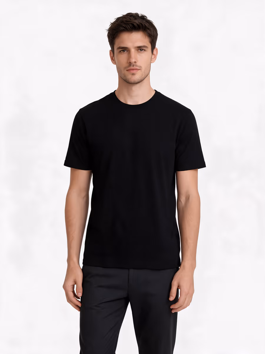 Men's Black Half Sleeve Round Neck Plain T-Shirt