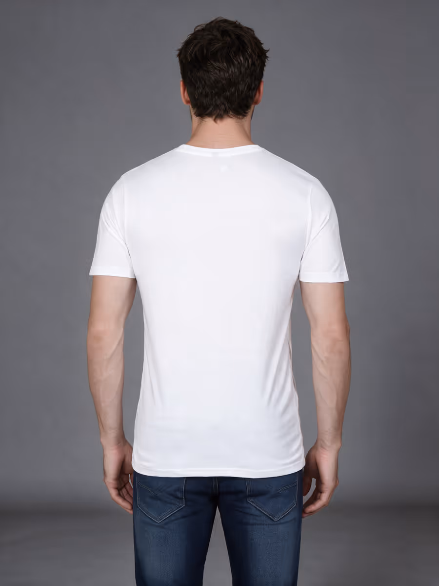 Men's White Half Sleeve Round Neck Plain T-Shirt