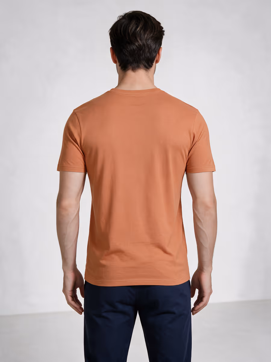 Men's Saffron Half Sleeve Round Neck Plain T-Shirt