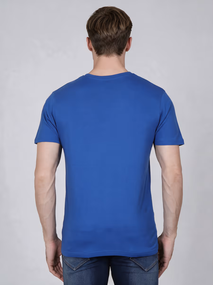 Men's Royal Blue Half Sleeve Round Neck Plain T-Shirt