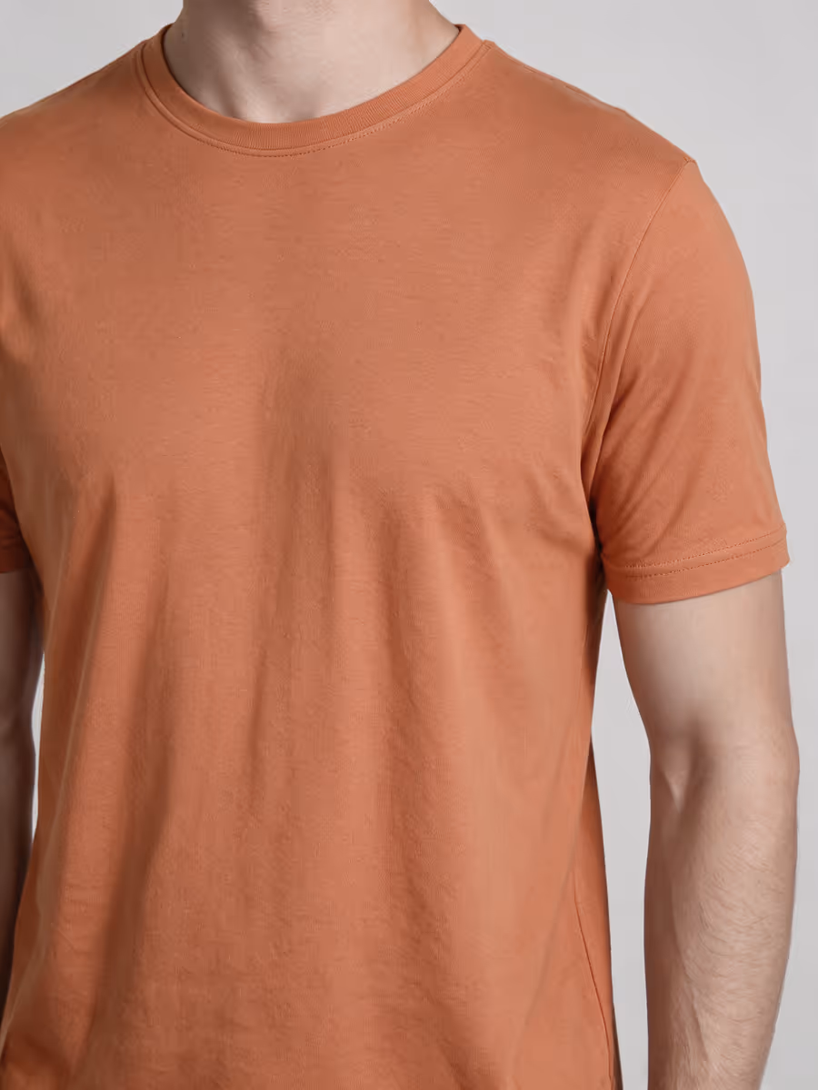 Men's Saffron Half Sleeve Round Neck Plain T-Shirt