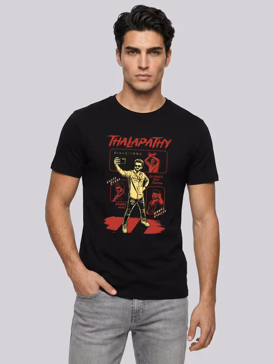 Thalapathy Vijay T-Shirt For Men - Half Sleeve