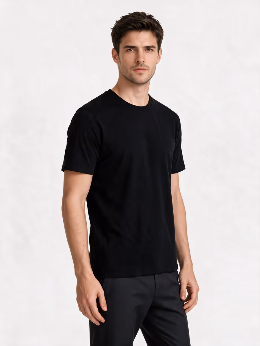 Men's Black Half Sleeve Round Neck Plain T-Shirt
